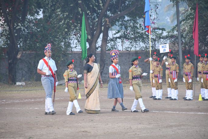 Inspection of the Parade by the Chief Guest Mrs. Tanushree Gore
